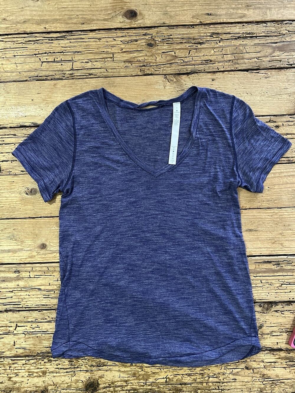 Lululemon What The Sport Tee Heathered Hero Blue Size 6